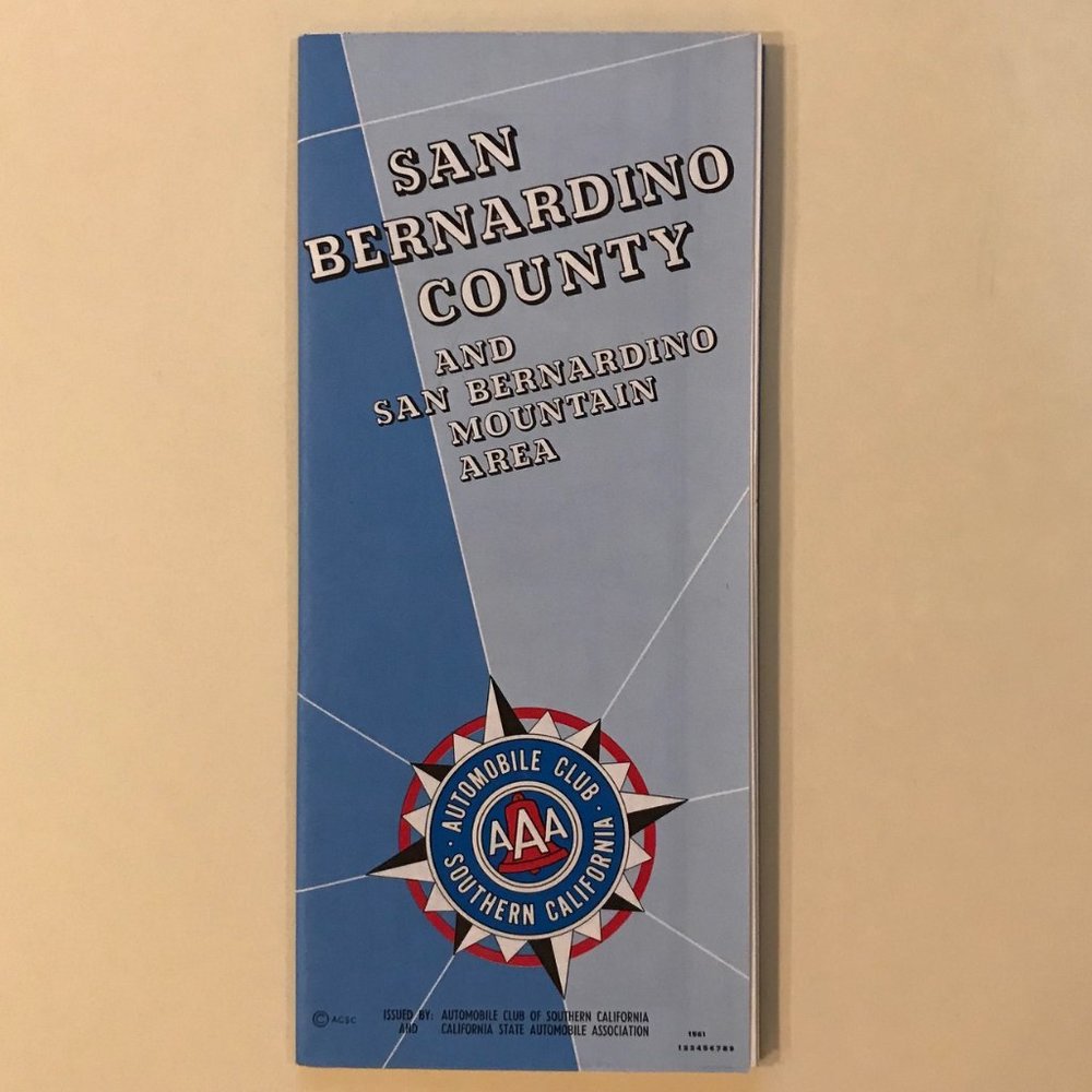 VINTAGE San Bernardino County folded AAA map